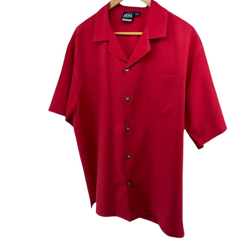 AKWA Mens Red Button Up  Shirt  Lg  Sleeve UA Pipeline Conference Scotts…